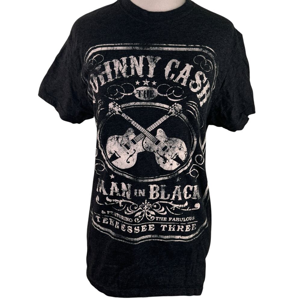 Johnny Cash Women's Man In Black Guitar Graphic T-Shirt Size Small / Medium